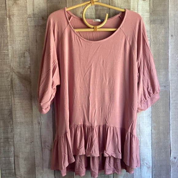 Yarn & Sea Women's Top, 3/4 Sleeve Peplum Dusty Rose Blouse, Size XL - Picture 1 of 6
